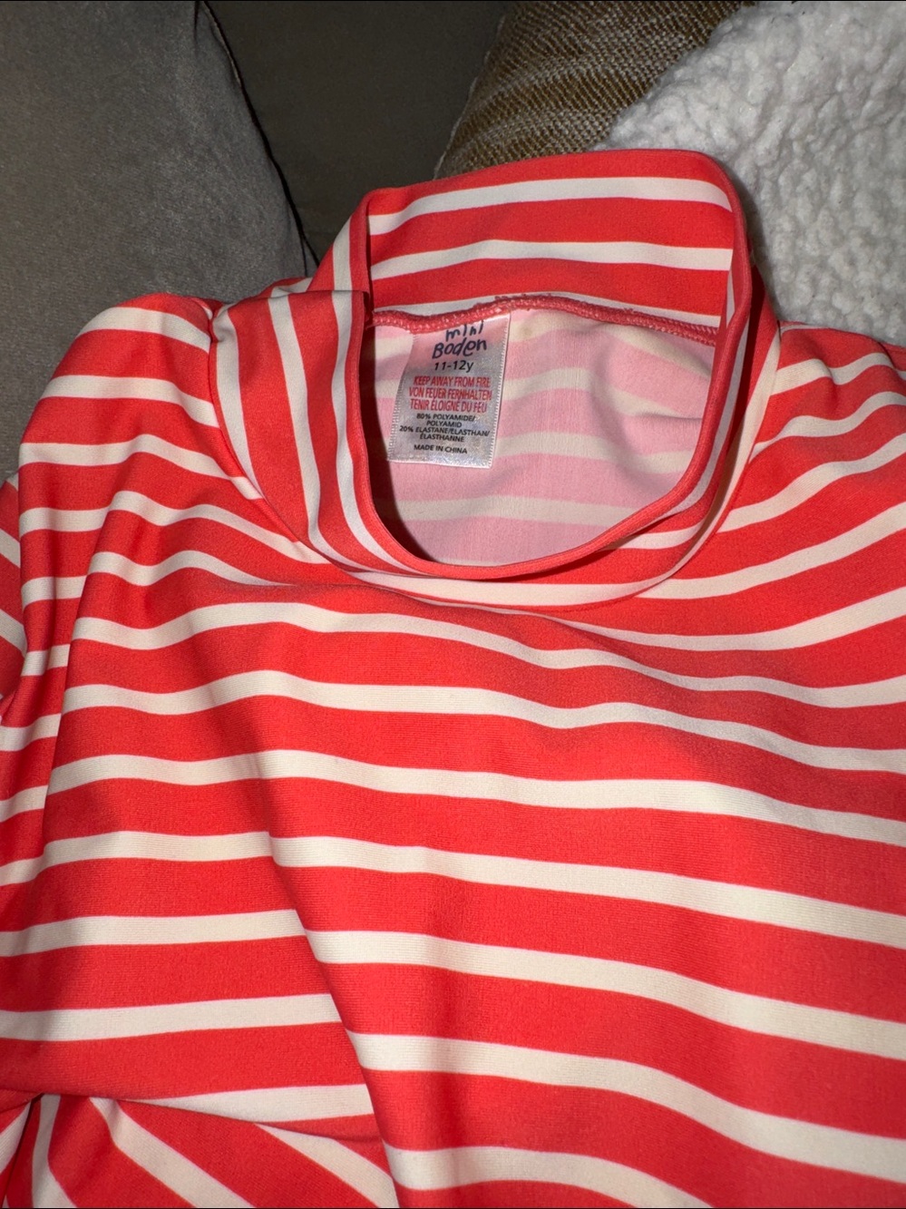 Mini Boden Long Sleeve Stripe Rash Guard Swim Shirt Size 11 - 12 new unworn surf